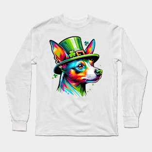 Rat Terrier Celebrates Saint Patrick's Day in Style Long Sleeve T-Shirt